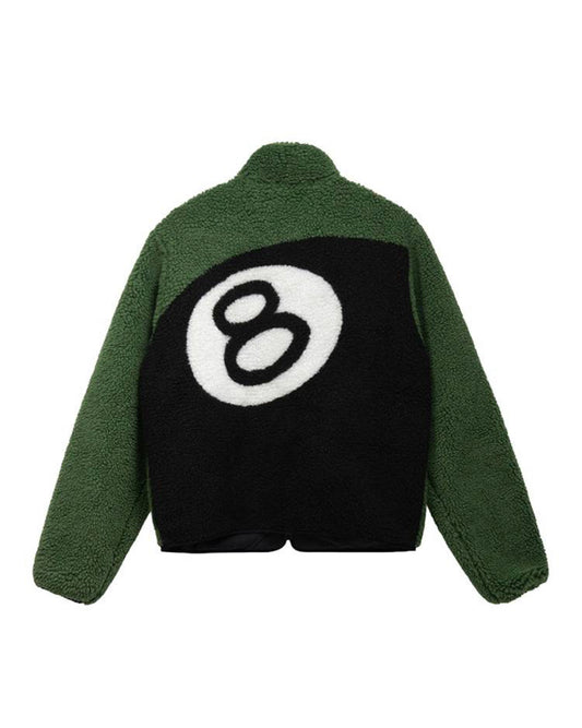Stussy ‘8 Ball’ Sherpa Reversible Jacket Green